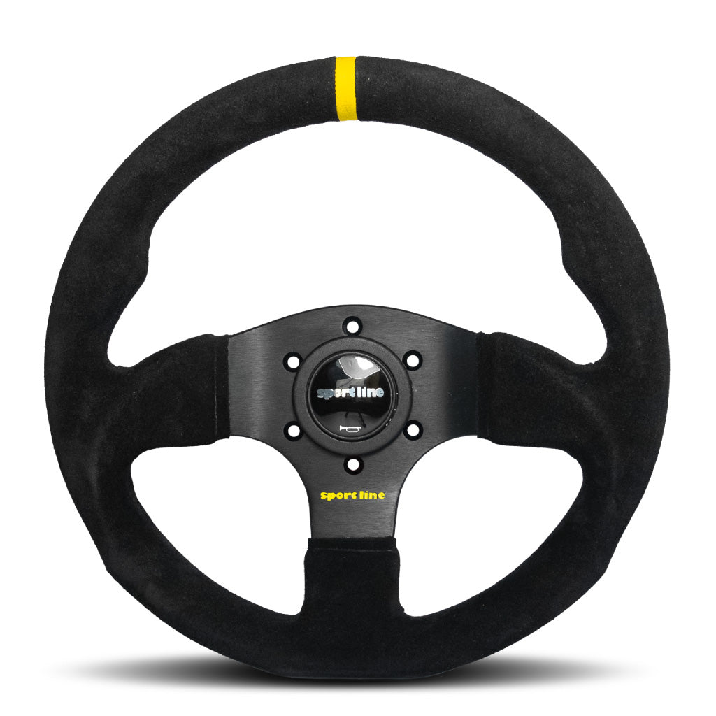 Sport Line Imola 3 Steering Wheel - Black Suede Black Spokes 300mm