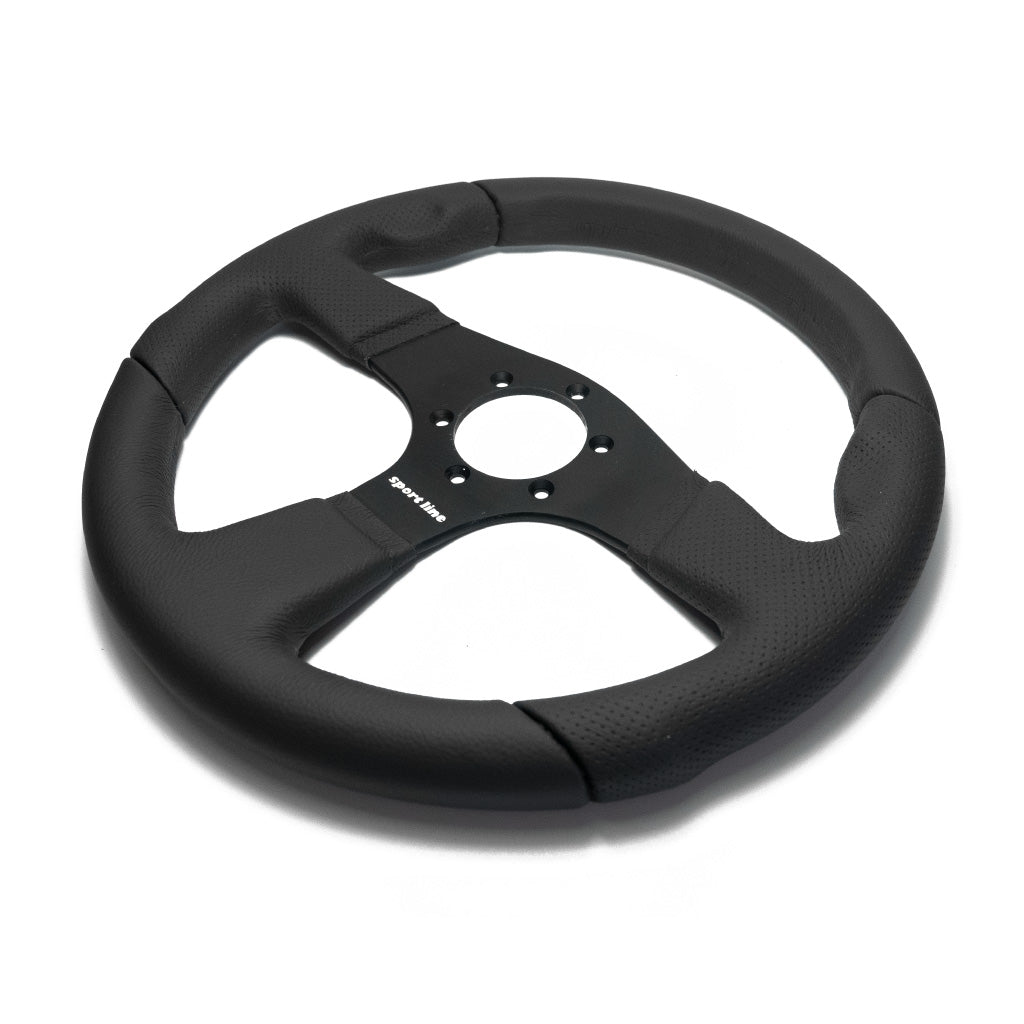 Sport Line Imola Steering Wheel - Black Leather Black Spokes 330mm