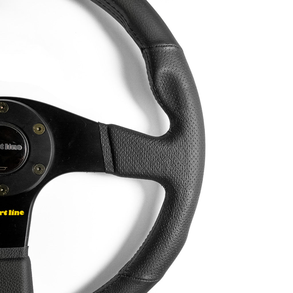Sport Line Imola Steering Wheel - Black Leather Black Spokes 350mm