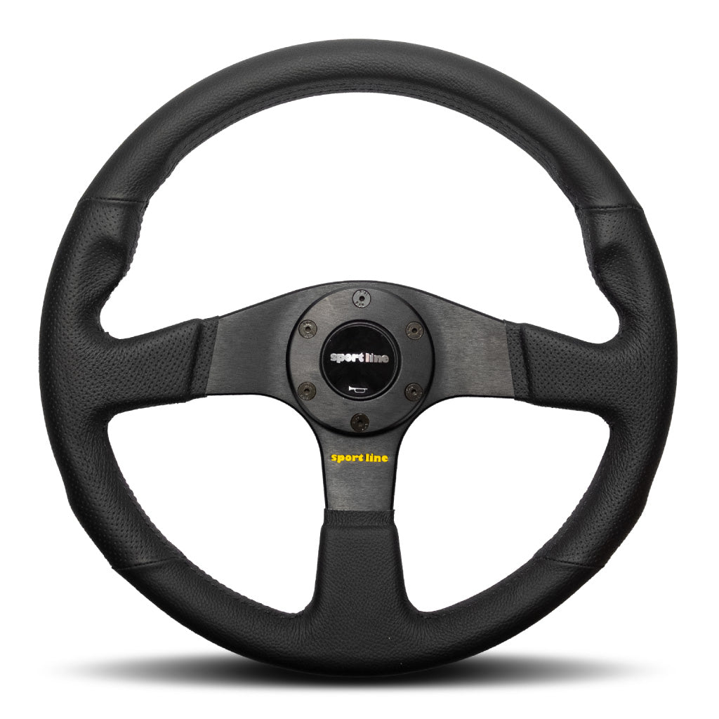 Sport Line Imola Steering Wheel - Black Leather Black Spokes 350mm