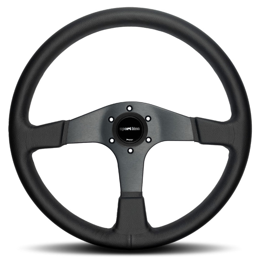 Sport Line Imola Steering Wheel - Black Leather Black Spokes 380mm
