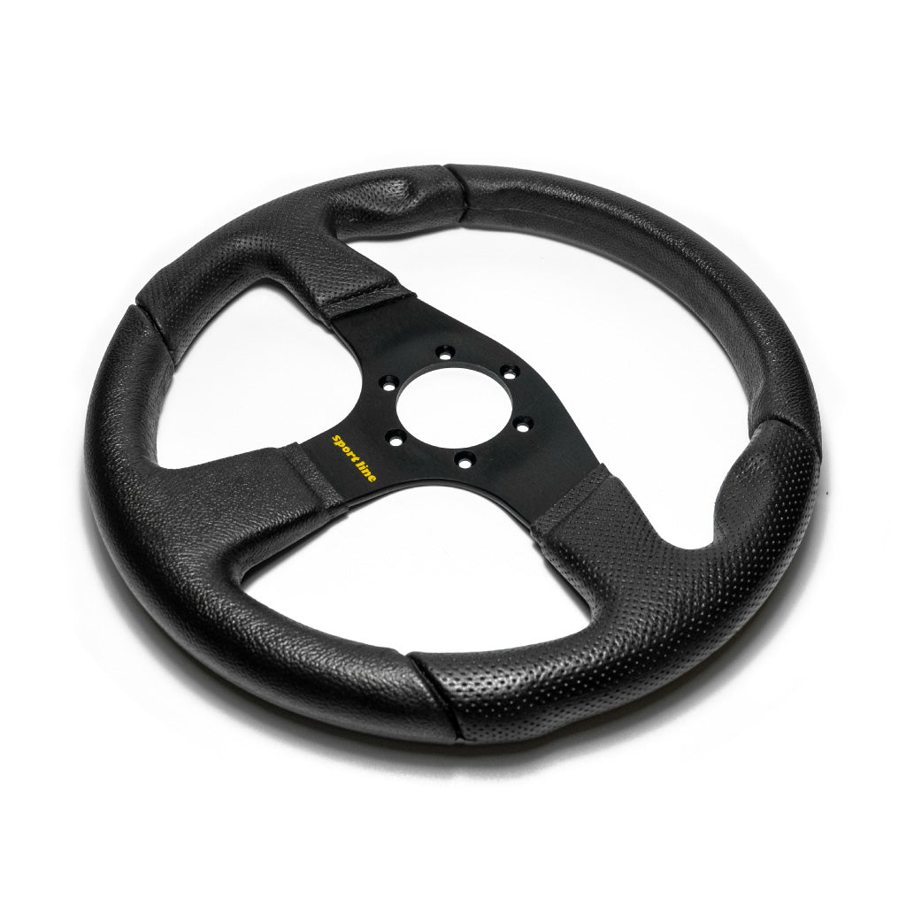 Sport Line Imola Steering Wheel - Black Polyurethane Black Spokes 330mm