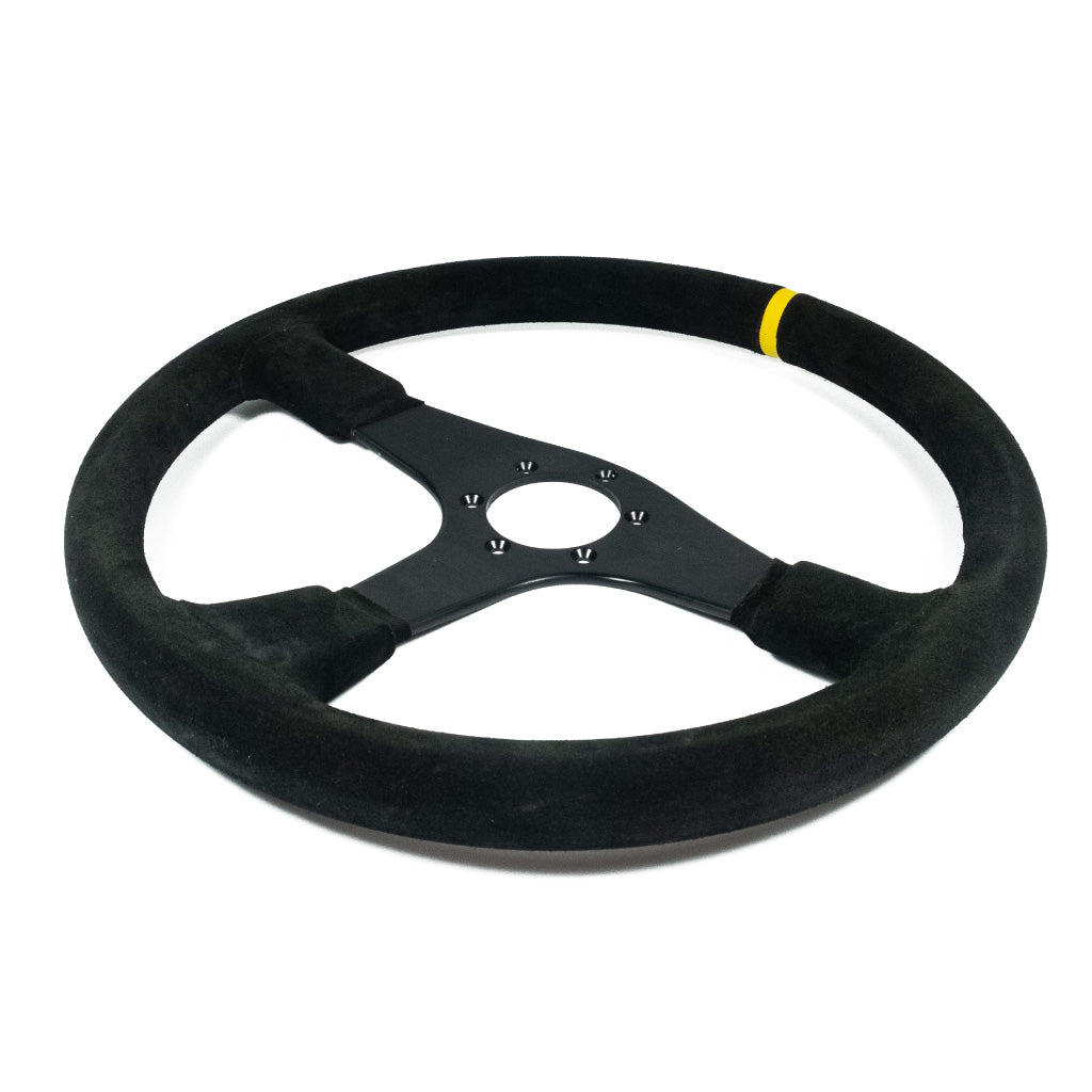 Sport Line Imola Steering Wheel - Black Suede Black Spokes 380mm