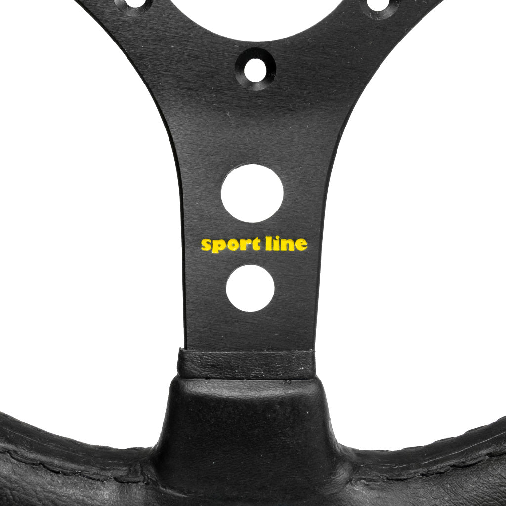 Sport Line Le Mans Steering Wheel - Black Polyurethane Black Spokes 330mm
