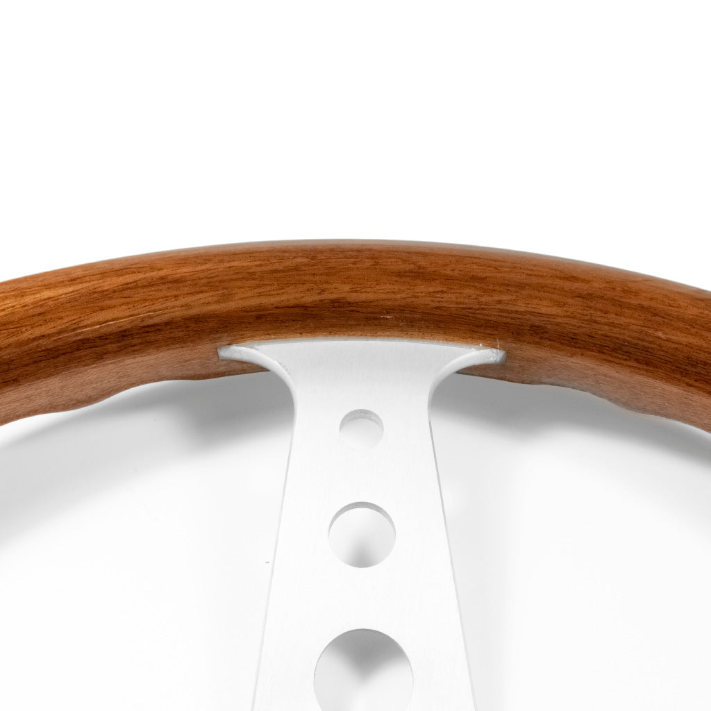 Sport Line Mille Miglia Steering Wheel - Mahogany Wood Silver Spokes 320mm