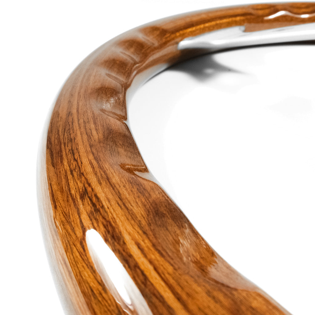 Sport Line Mille Miglia Steering Wheel - Mahogany Wood Silver Spokes 320mm