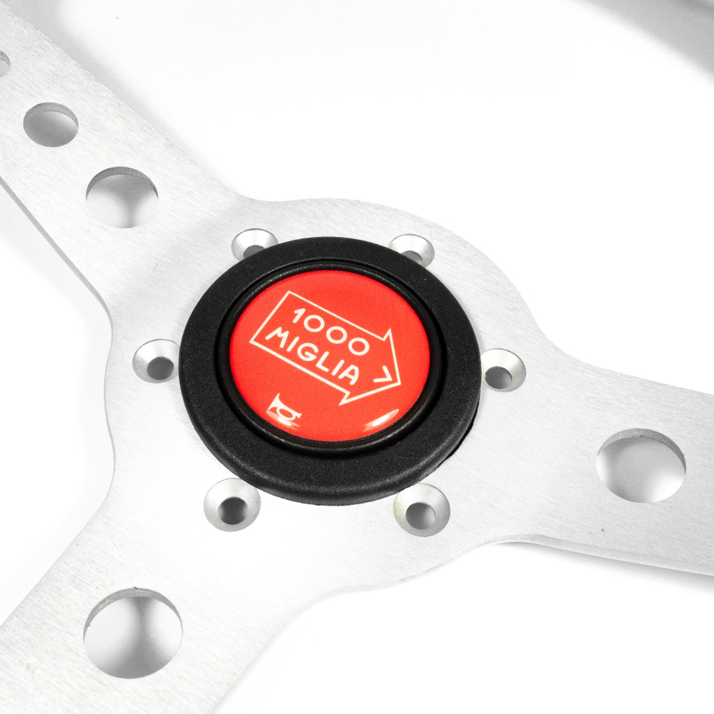 Sport Line Mille Miglia Steering Wheel - Mahogany Wood Silver Spokes 320mm