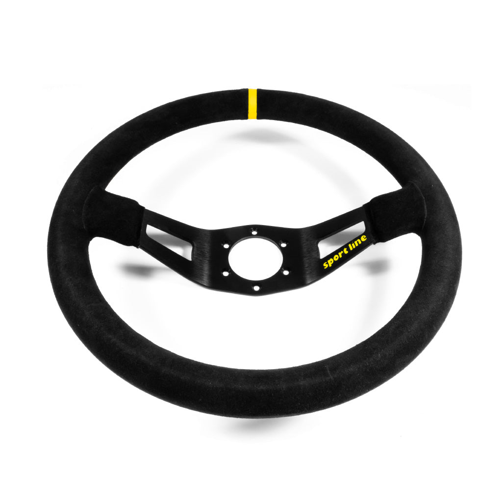 Sport Line Racing 2 Two Spoke Steering Wheel - Black Suede Black Spokes 350mm