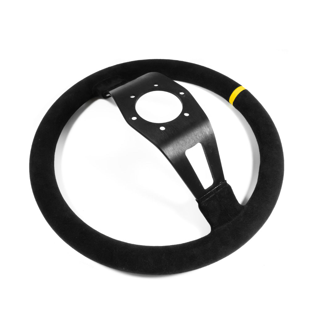 Sport Line Racing 2 Two Spoke Steering Wheel - Black Suede Black Spokes 350mm