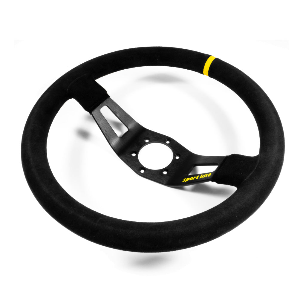 Sport Line Racing 2 Two Spoke Steering Wheel - Black Suede Black Spokes 350mm