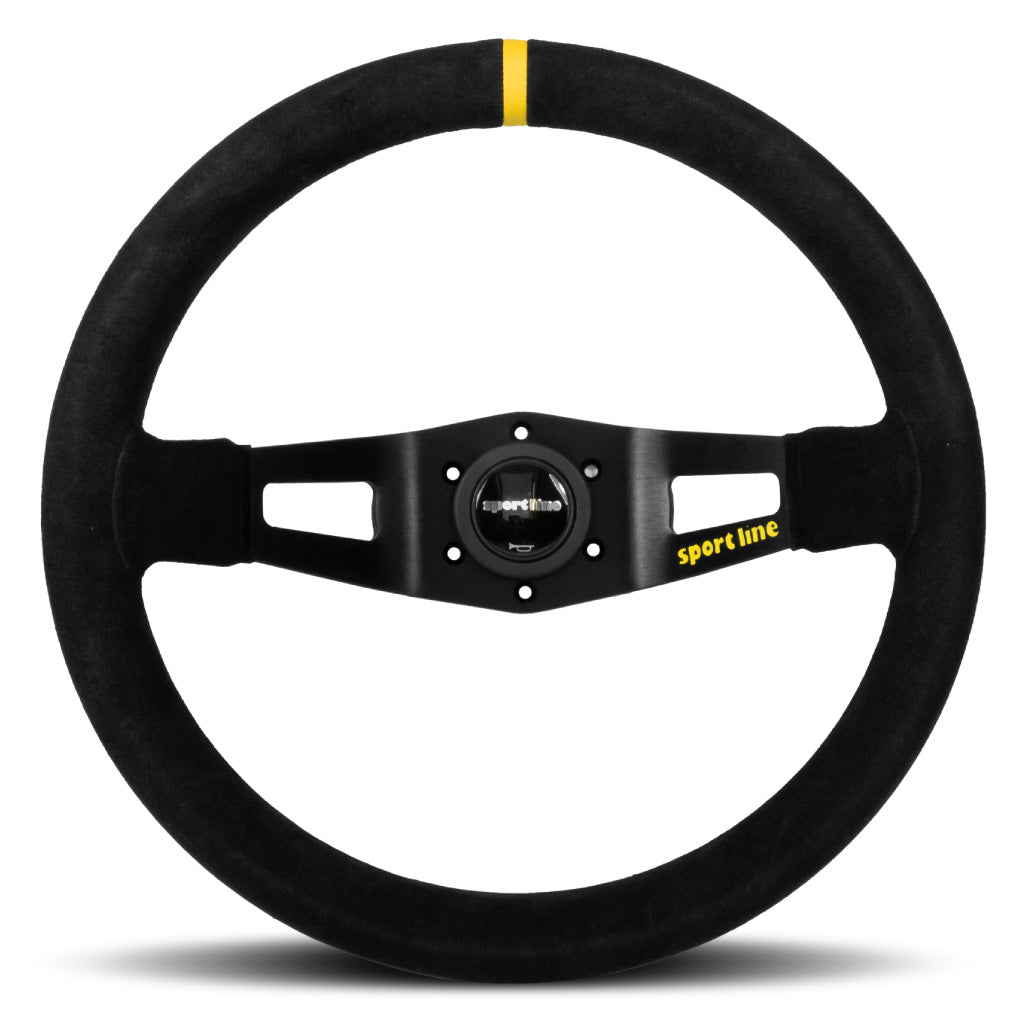Sport Line Racing 2 Two Spoke Steering Wheel - Black Suede Black Spokes 350mm