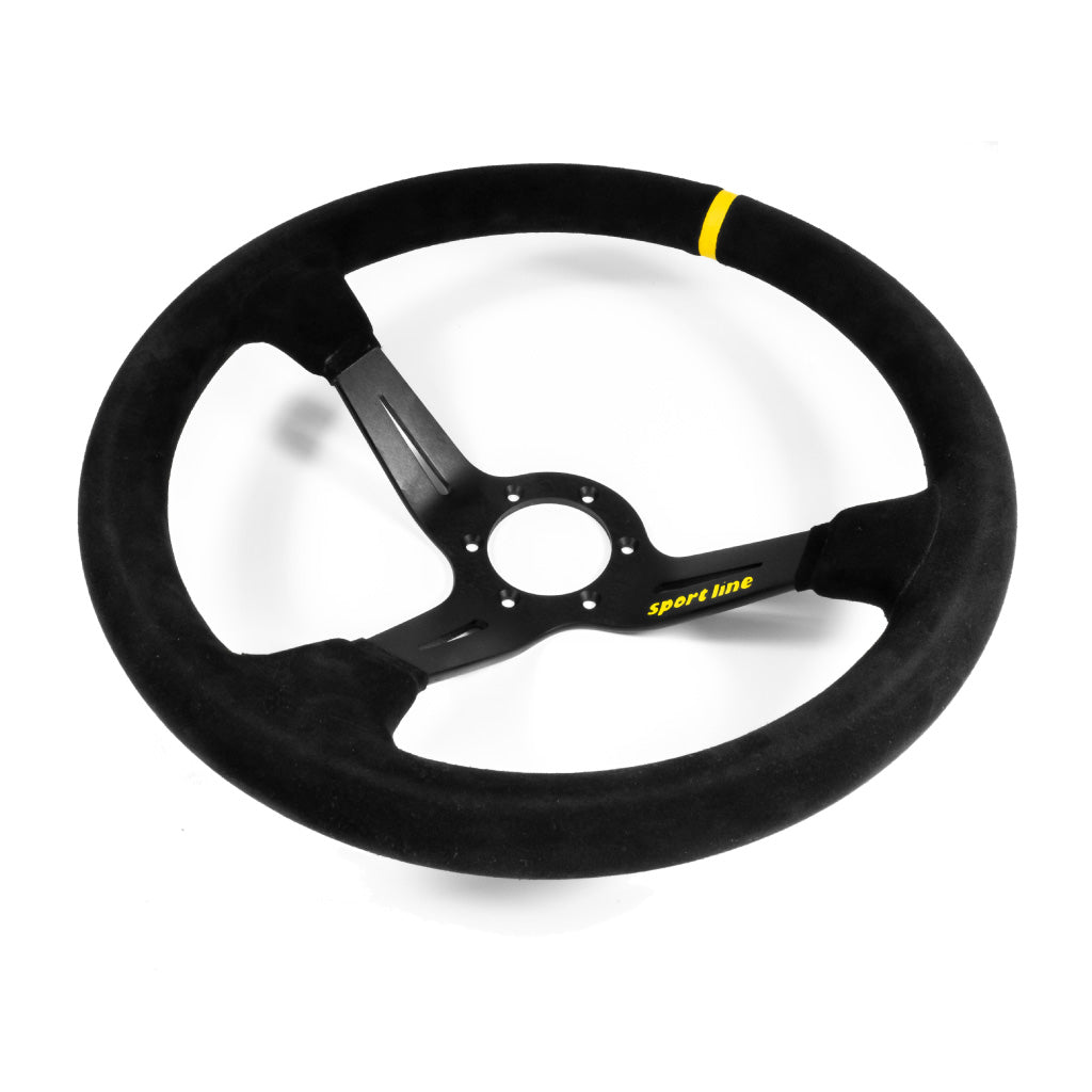 Sport Line Racing 3 Steering Wheel - Black Suede Black Spokes 350mm