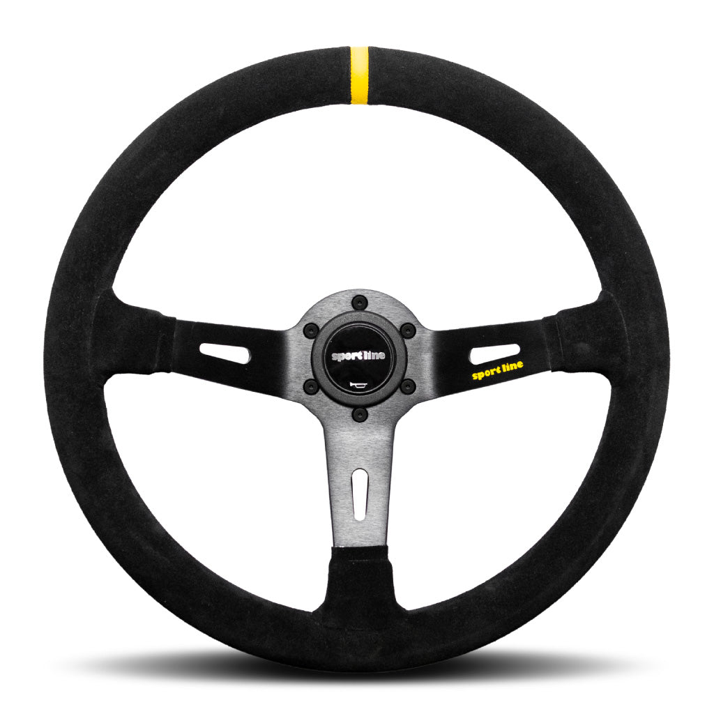 Sport Line Racing 3 Steering Wheel - Black Suede Black Spokes 350mm