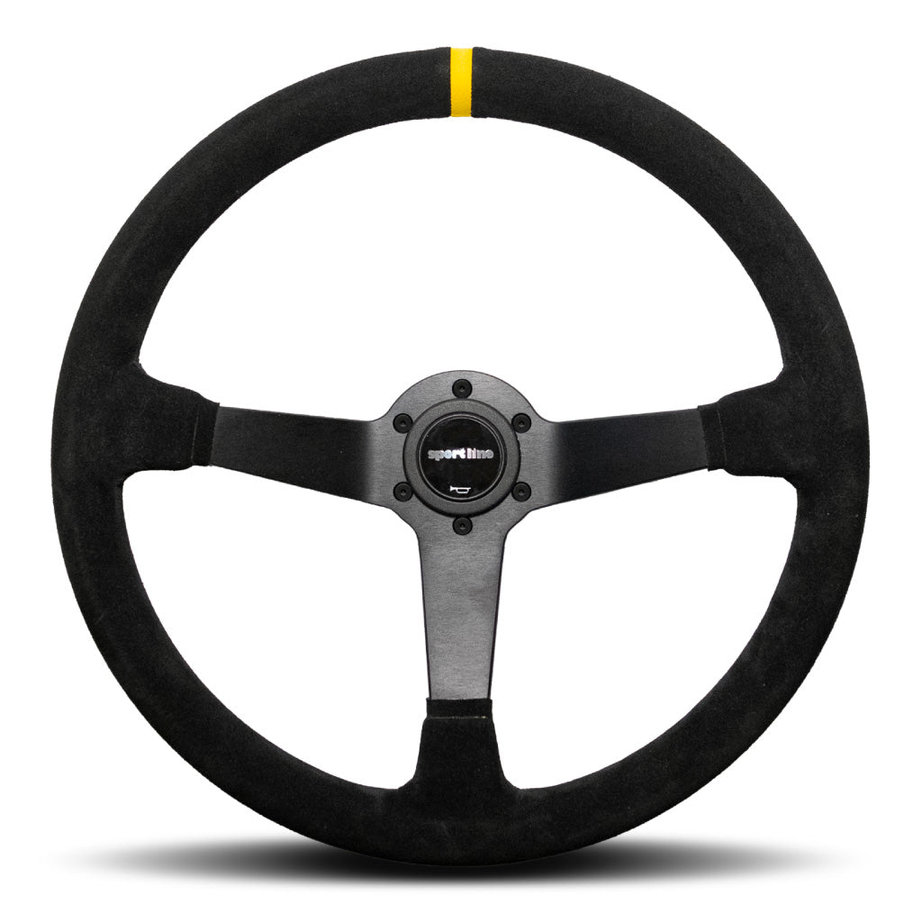 Sport Line Racing 3 Steering Wheel - Black Suede Black Spokes 380mm