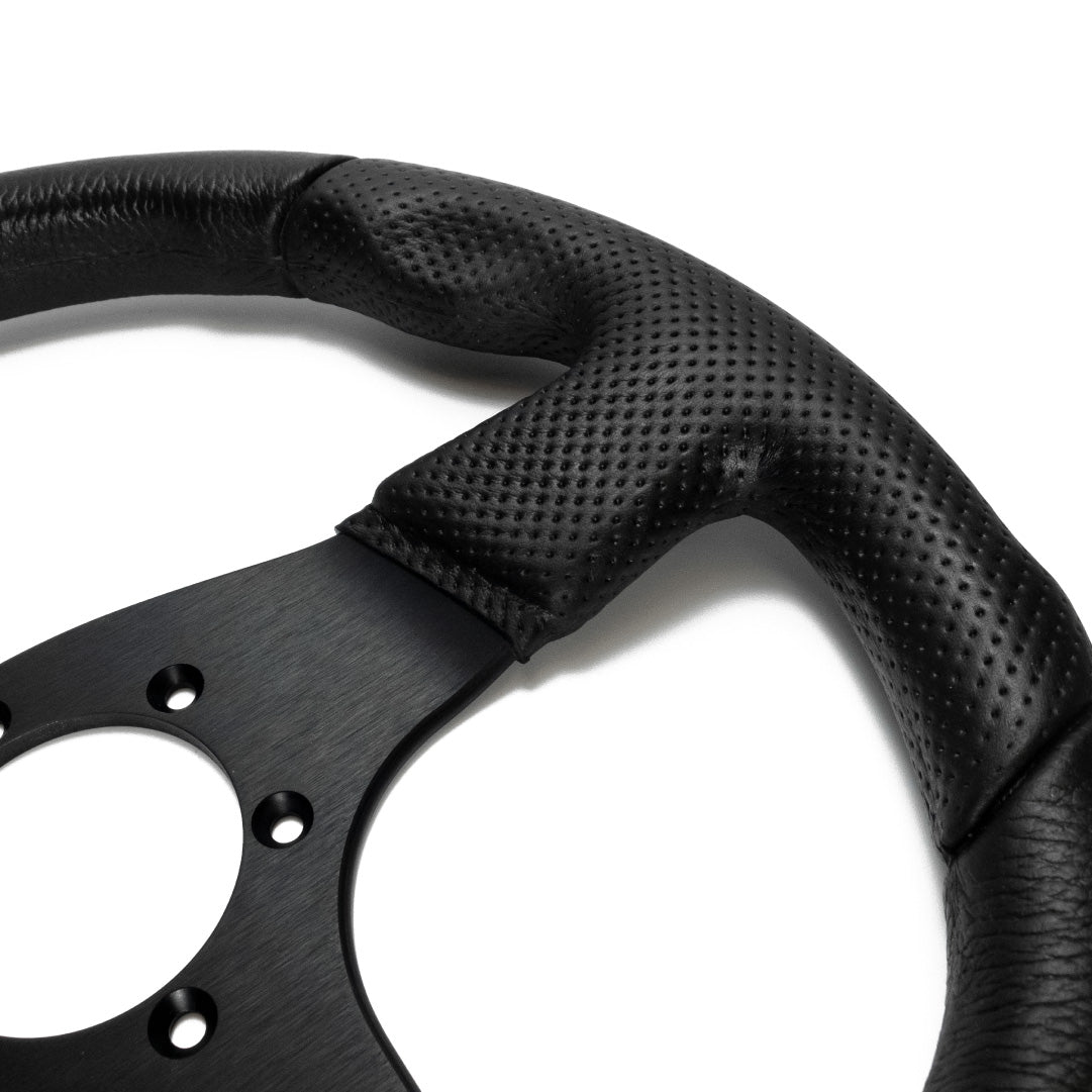 Sport Line Runner Steering Wheel - Black Polyurethane Black Spokes 330mm