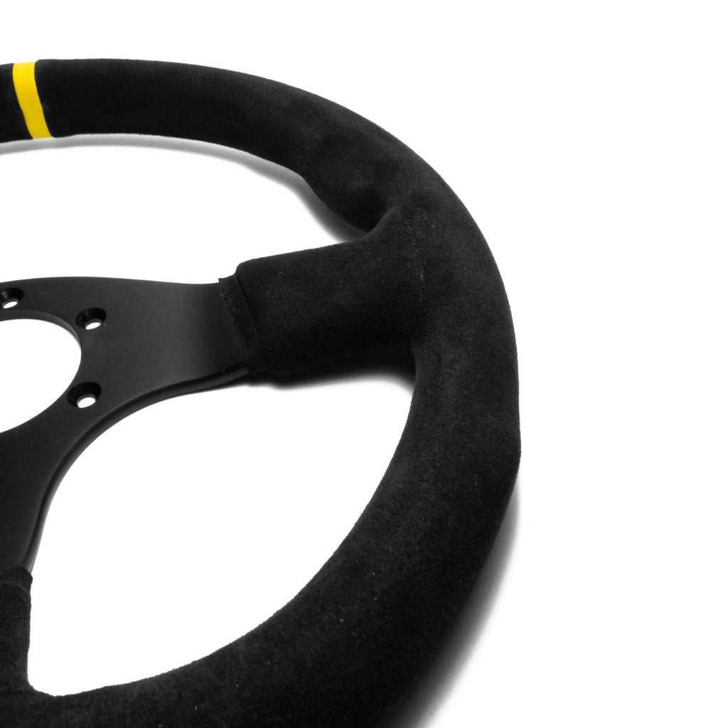 Sport Line Runner Steering Wheel - Black Suede Black Spokes 330mm