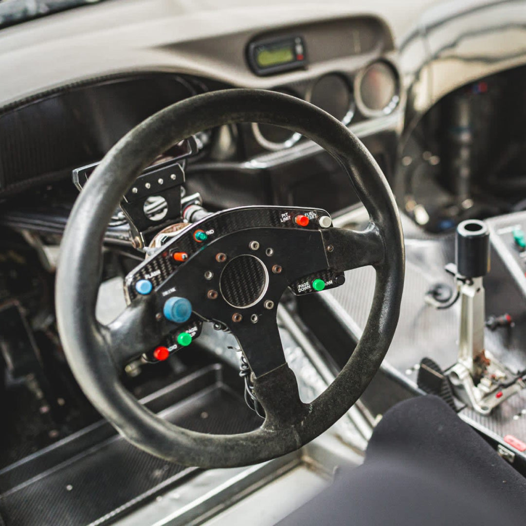 Sport Line Imola Steering Wheel - Black Suede Black Spokes 350mm