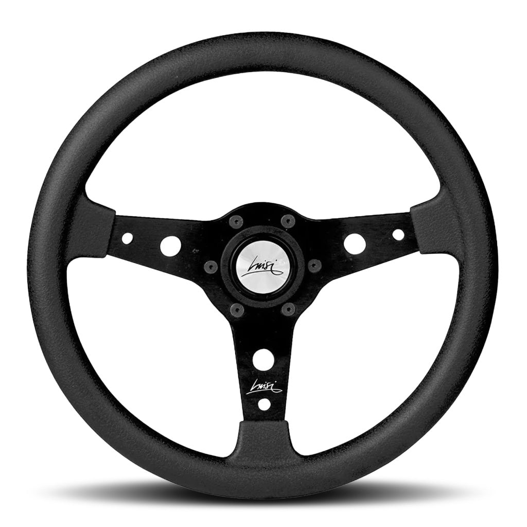 Luisi Falcon 340 Steering Wheel - Black Polyurethane Black Spokes 340mm
