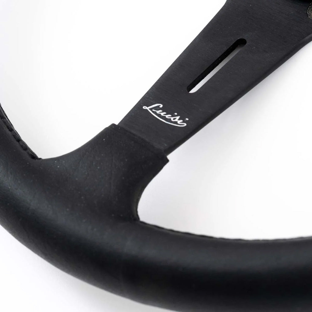 Luisi Grifon Steering Wheel Black Polyurethane Black Spokes 380mm