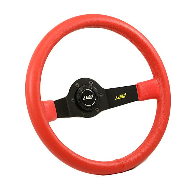 Luisi Jet Two Spoke Steering Wheel Red Leather Black Spokes 350mm