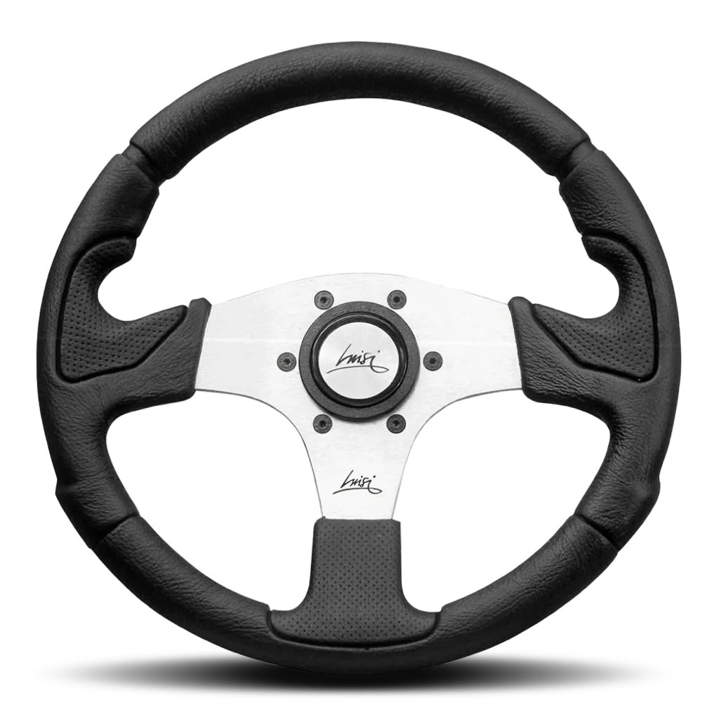 Luisi Kobra Evo Steering Wheel - Black Polyurethane Silver Spokes 320mm