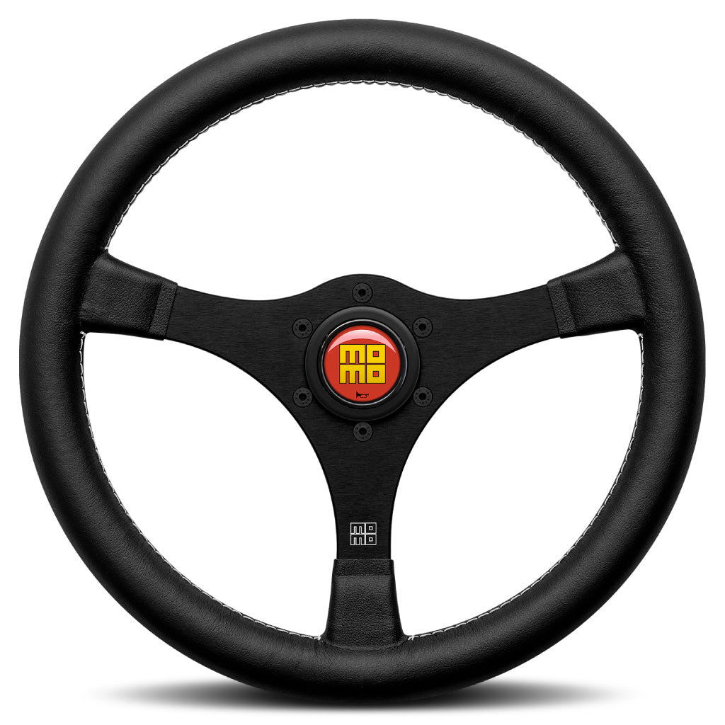 MOMO 1968 Steering Wheel - Extra Smooth Black Leather Black Spokes 350mm - Limited Edition