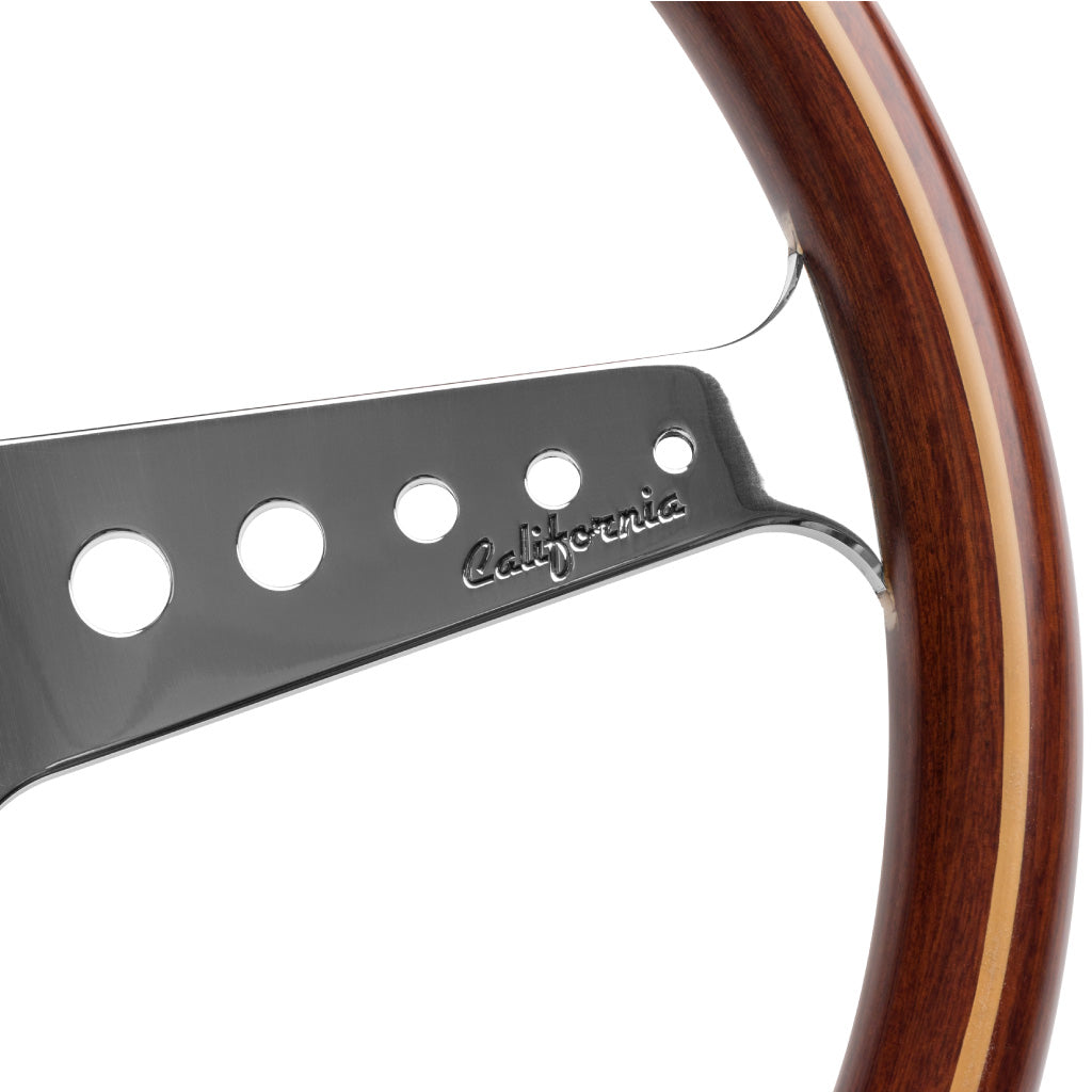 MOMO California Wood Steering Wheel Mahogany Wood Silver Spokes 360mm