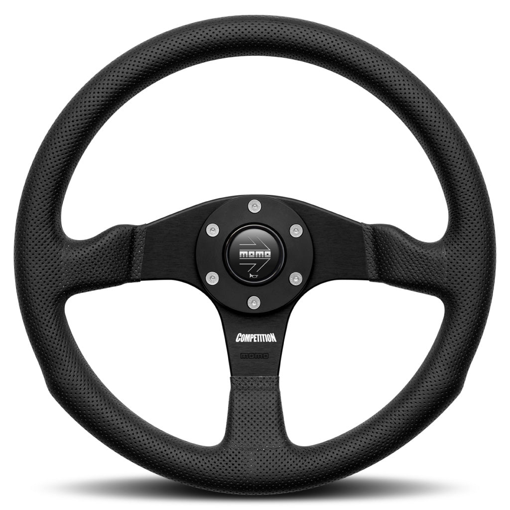 MOMO Competition Steering Wheel Black Leather Black Spokes 350mm