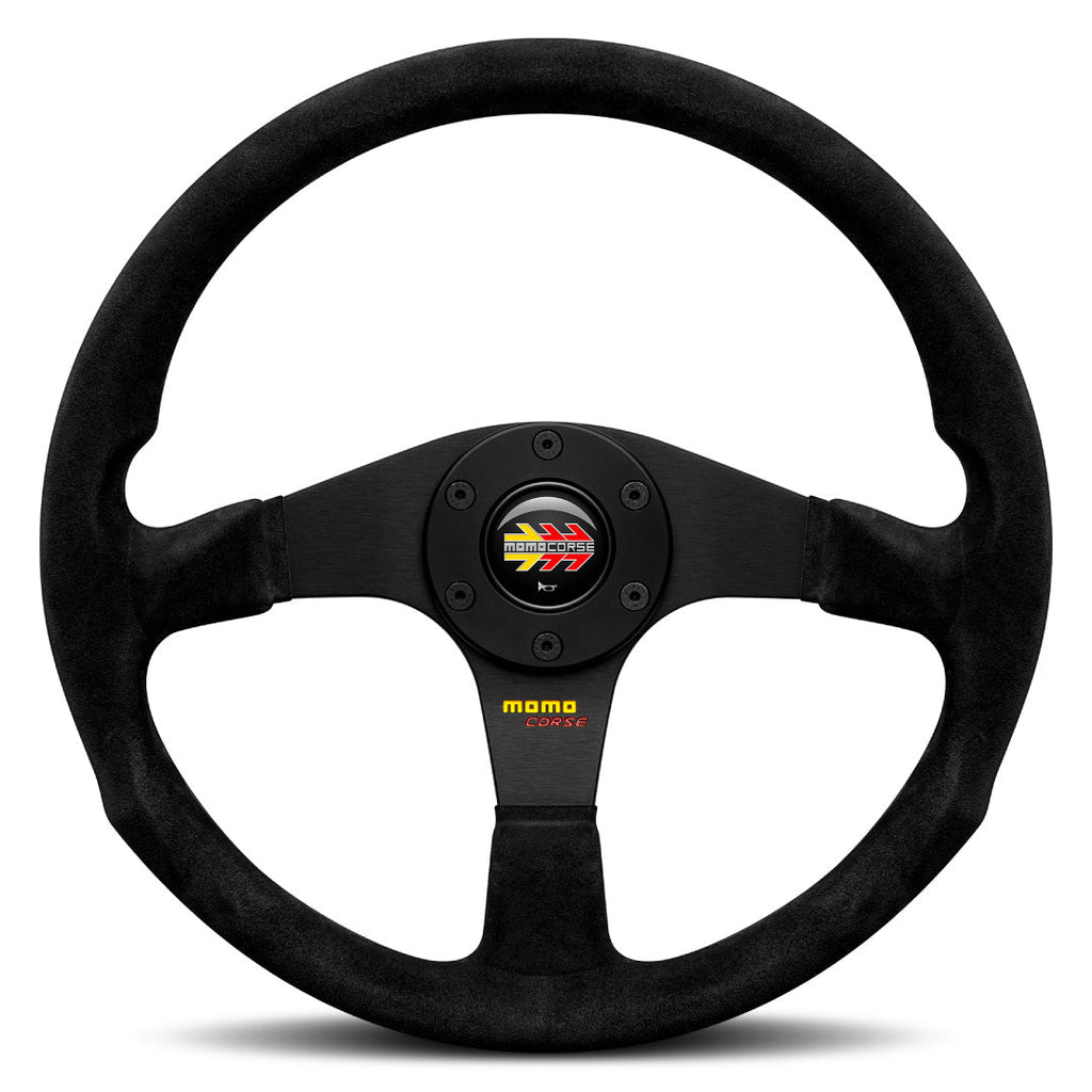 MOMO Corse 2.0 Steering Wheel - Black Suede Black Spokes 350mm