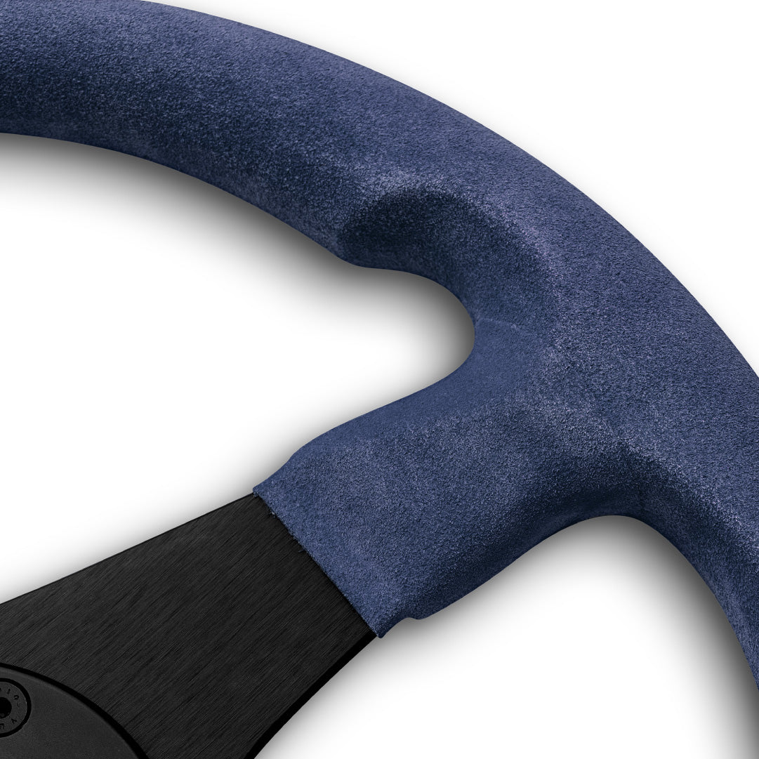 MOMO Corse 2.0 Steering Wheel - Blue Suede Black Spokes 350mm