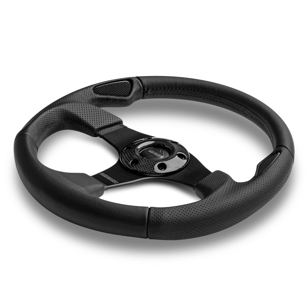 MOMO Jet Steering Wheel Black Leather Black Spokes 350mm