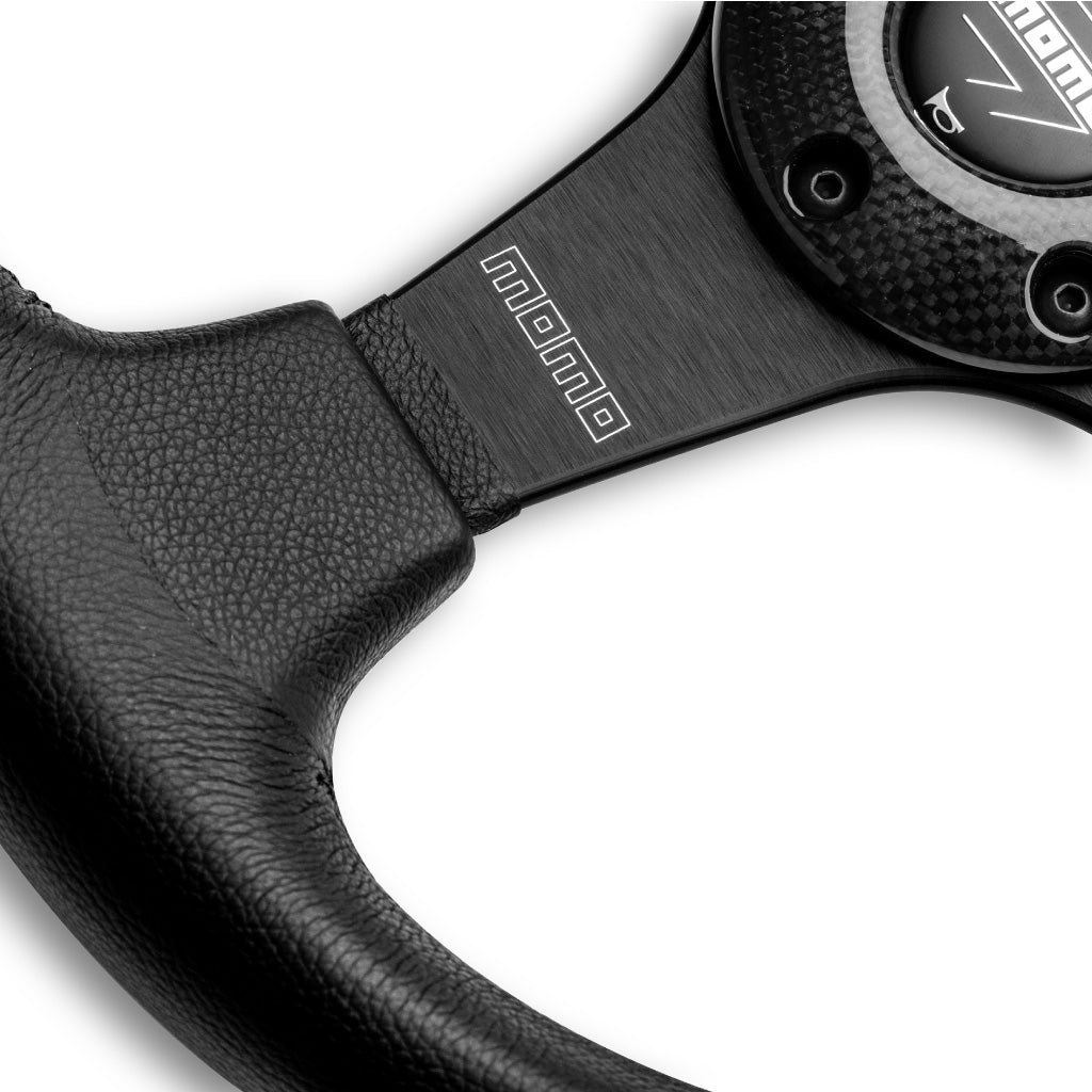 MOMO Jet Steering Wheel Black Leather Black Spokes 350mm - evilspeed.eu