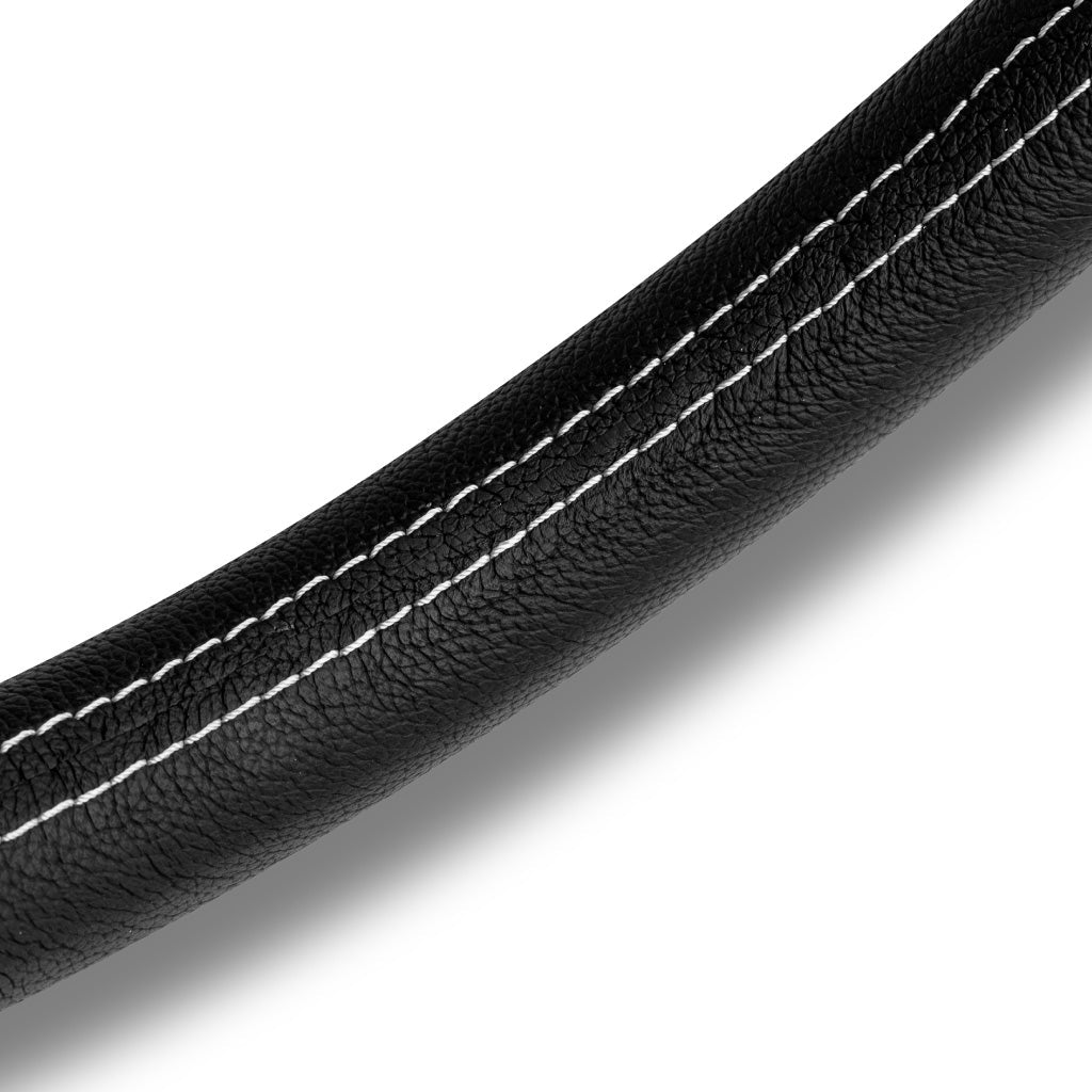 MOMO Millenium Sport Steering Wheel Black Leather Silver Spokes 350mm - evilspeed.eu