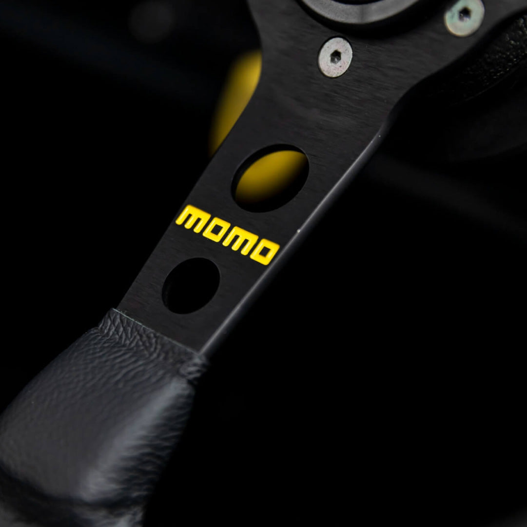 MOMO Mod. 07 Steering Wheel - Black Leather Black Spokes 350mm
