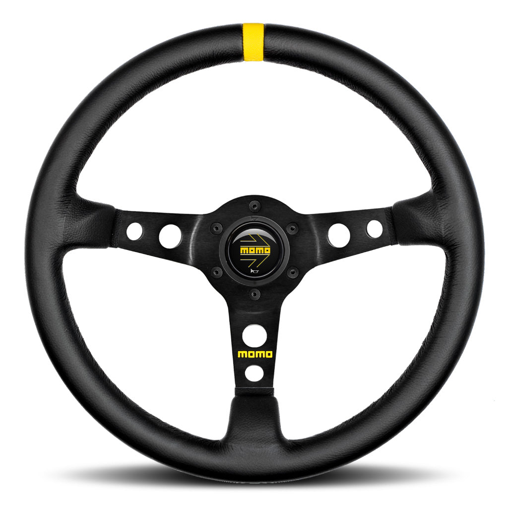 MOMO Mod. 07 Steering Wheel - Black Leather Black Spokes 350mm - NOS