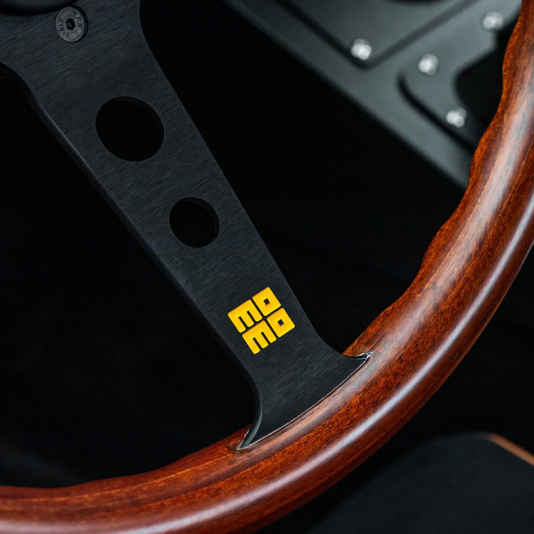 MOMO Mod. 07 Heritage Wood Steering Wheel - Mahogany Wood Black Spokes 350mm