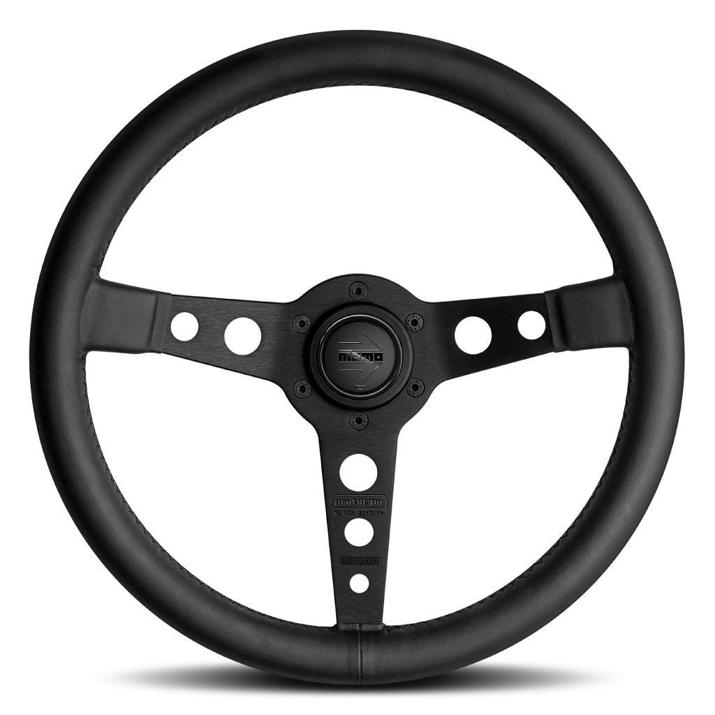 MOMO Prototipo Black Edition Steering Wheel - Black Leather Black Spokes 350mm