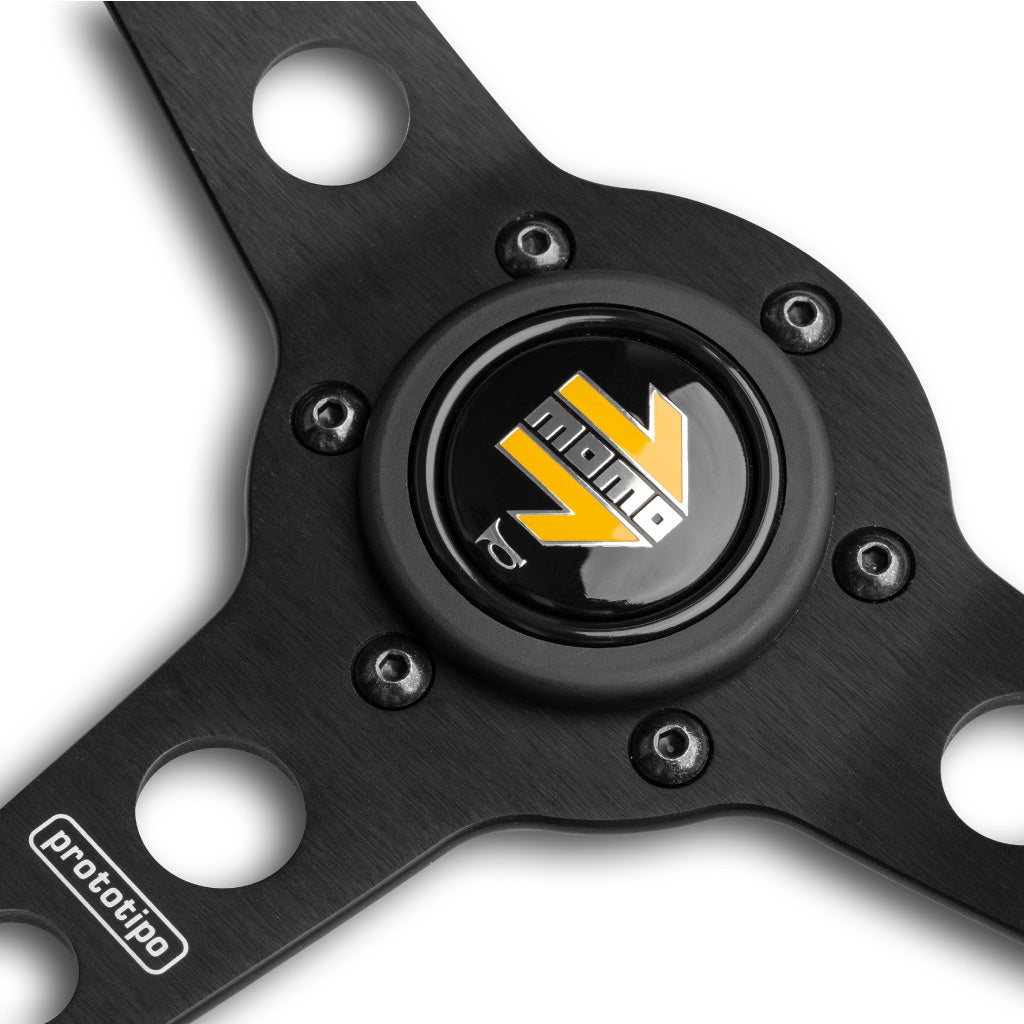 MOMO Prototipo Steering Wheel Black Leather Black Spokes 350mm