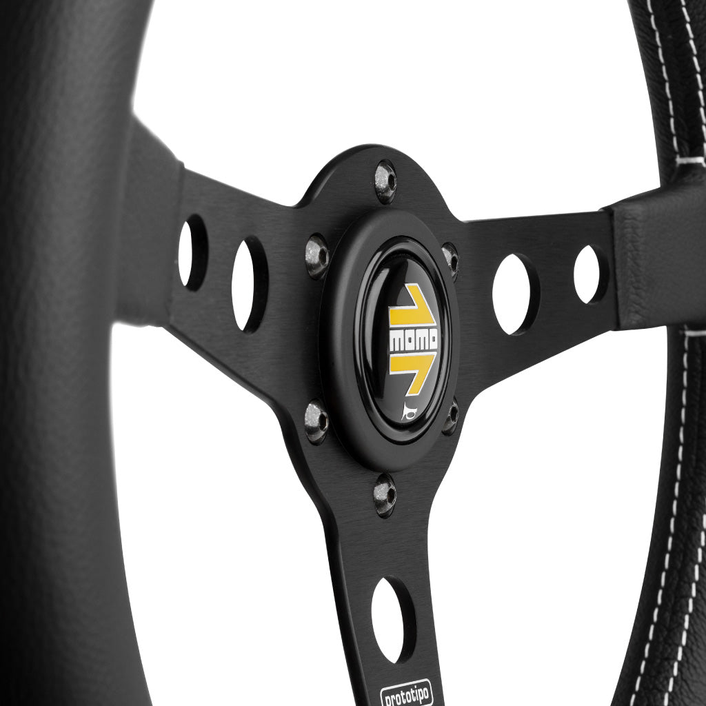 MOMO Prototipo Steering Wheel Black Leather Black Spokes 350mm