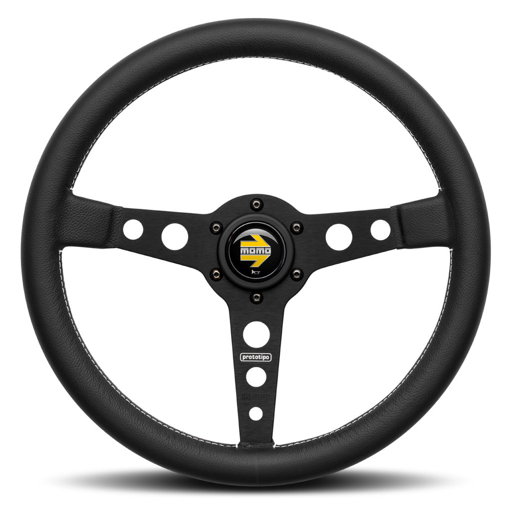 MOMO Prototipo Steering Wheel Black Leather Black Spokes 350mm