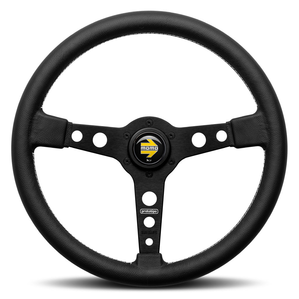MOMO Prototipo Steering Wheel - Black Leather Black Spokes 370mm