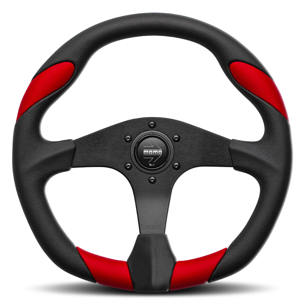 MOMO Quark Steering Wheel Black Leather Black Spokes 350mm