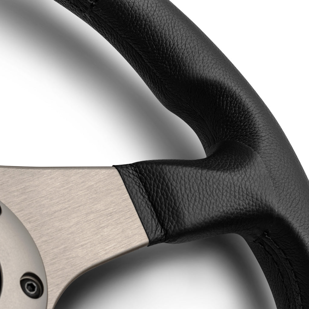 MOMO Tuner Steering Wheel Black Leather Anthracite Spokes 320mm - evilspeed.eu