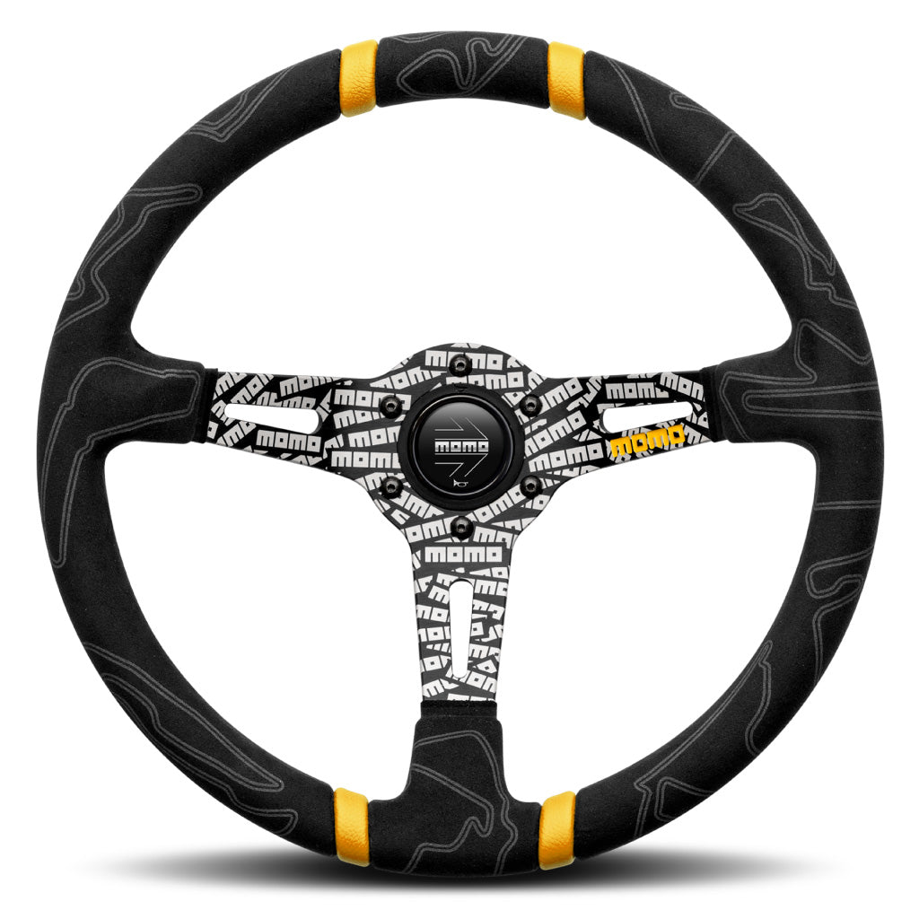 MOMO ULTRA Steering Wheel Black Alcantara Black Spokes 350mm