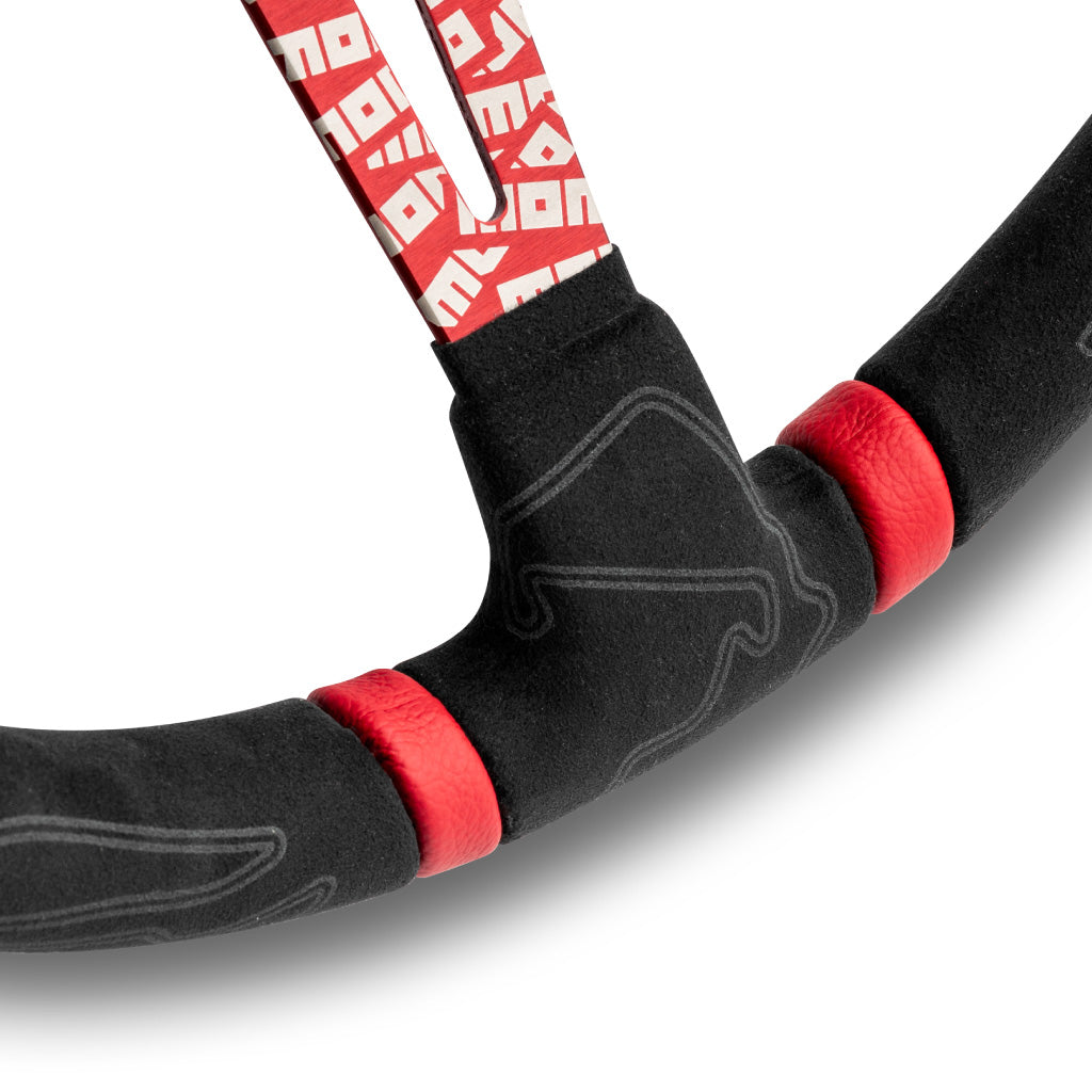 MOMO ULTRA Steering Wheel Black Alcantara Red Spokes 350mm