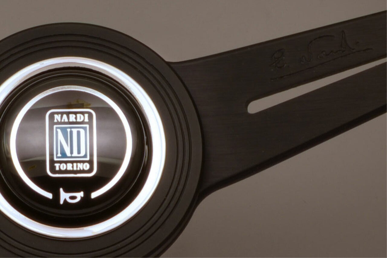 Nardi ND Classic Steering Wheel - Black Leather Black Spokes White Stitching 330