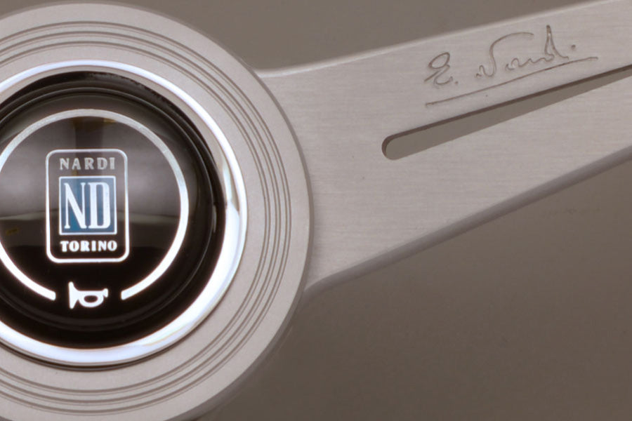 Nardi ND Classic Steering Wheel - Black Leather Satin Spokes Grey Stitching 330