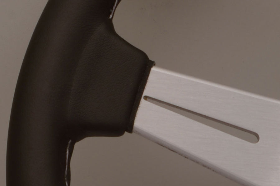 Nardi ND Classic Steering Wheel - Black Leather Satin Spokes Grey Stitching 330