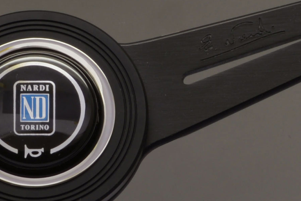 Nardi ND Classic Steering Wheel - Black Leather with Grey Stitching Black Spokes 340mm