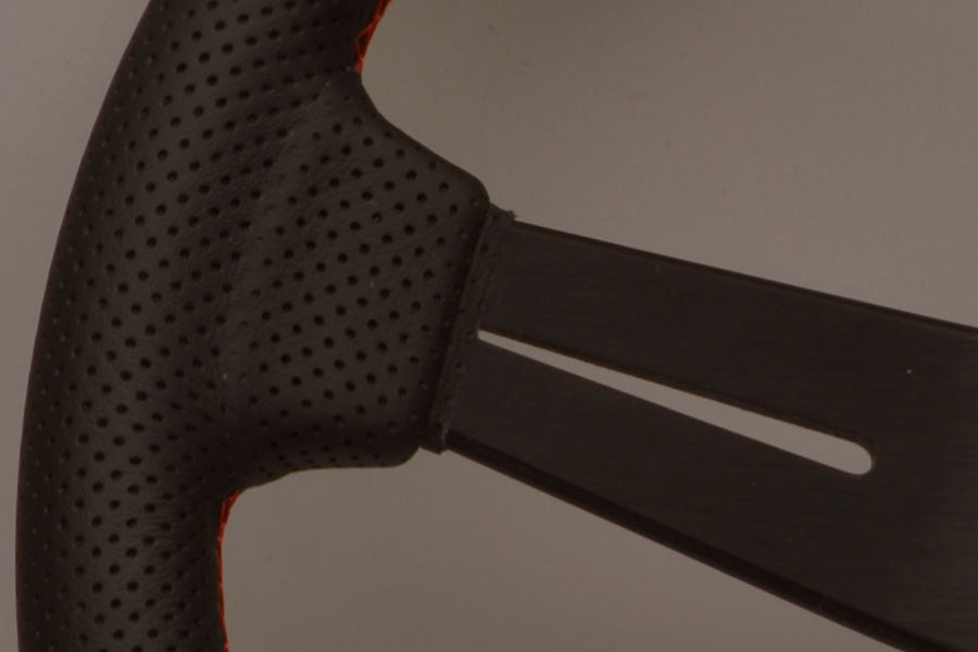 Nardi ND Classic Steering Wheel - Black Perforated Leather with Red Stitching Black Spokes 330mm